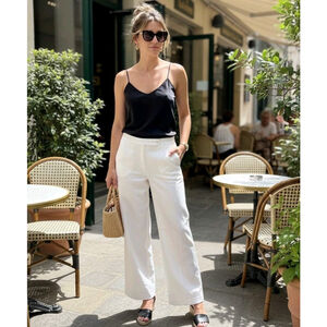 Escada Sport White High Rise Slash Pocket Cotton Trousers EU 38 - US Medium